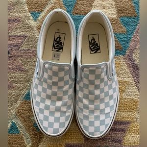 LOWEST PRICE! Vans Classic Slip Ons Light Blue Checker